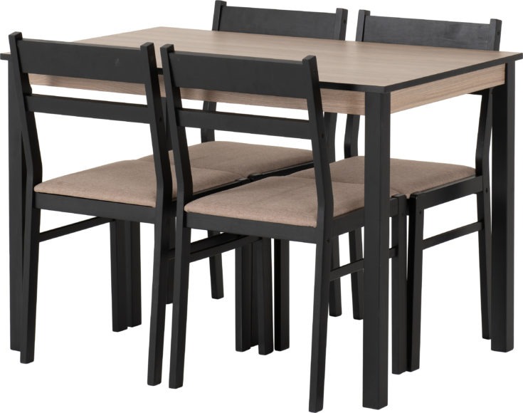 Seconique Radley Dining Set Black/Oak Effect/Oat Fabric