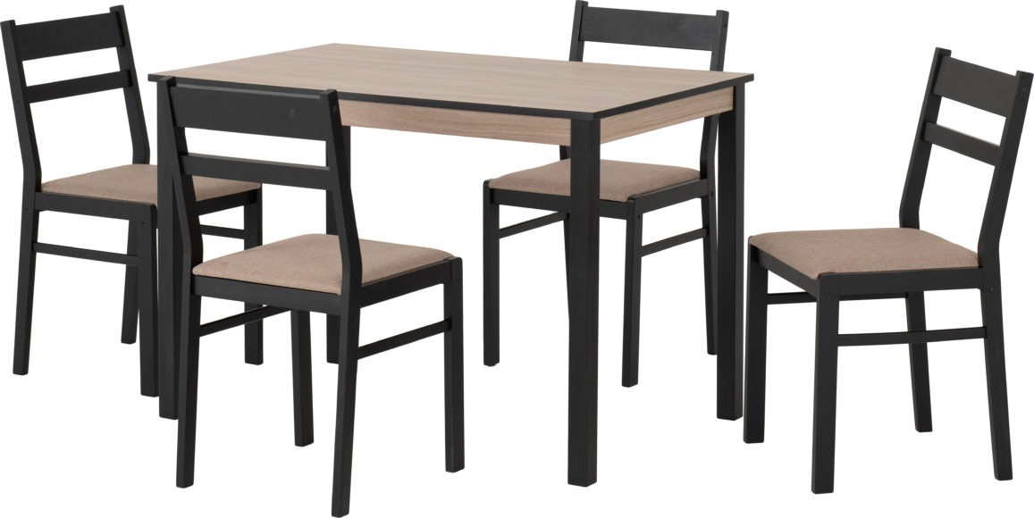 seconique Radley Dining Set Black/Oak Effect/Oat Fabric