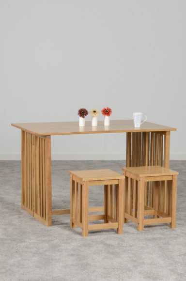 Seconique Richmond Foldaway Dining Set (2 Stools) Oak Varnish
