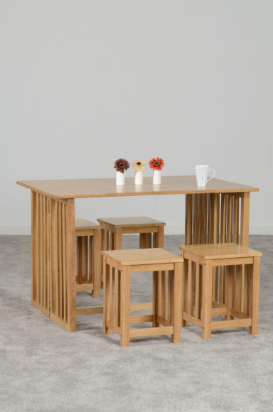 Seconique Richmond Foldaway Dining Set (4 Stools) Oak Varnish