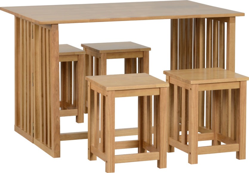 seconique Richmond Foldaway Dining Set (4 Stools) Oak Varnish