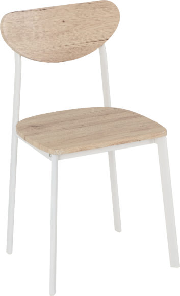 Seconique Riley Chair (Box Of 2) White/Light Oak Effect Veneer
