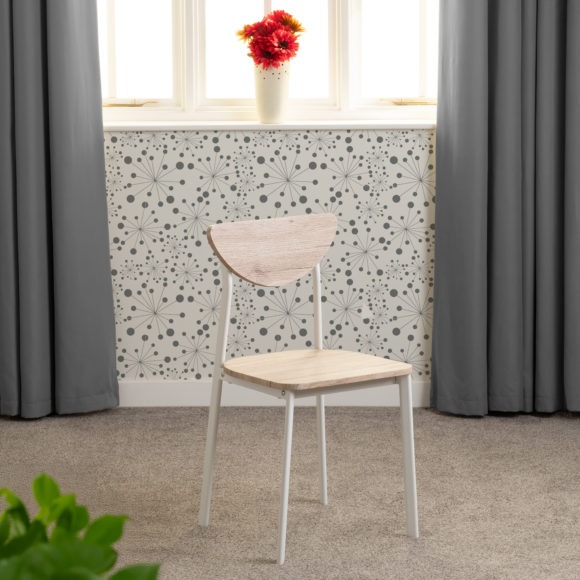 seconique Riley Chair (Box of 2) White/Light Oak Effect Veneer