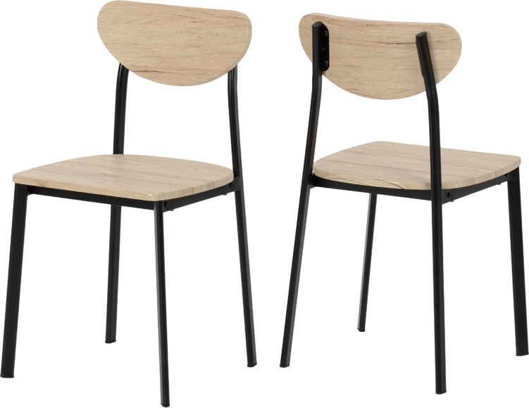 Seconique Riley Large Dining Set Black/Light Oak Effect Veneer