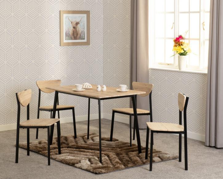 Seconique Riley Large Dining Set Black/Light Oak Effect Veneer