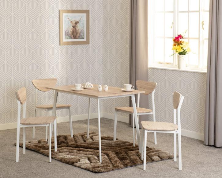 Seconique Riley Large Dining Set White/Light Oak Effect Veneer
