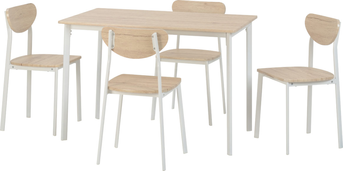 seconique Riley Large Dining Set White/Light Oak Effect Veneer