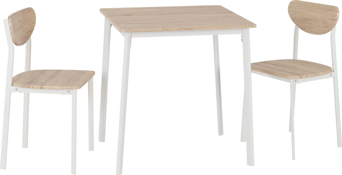 Seconique Riley Small Dining Set White/Light Oak Effect Veneer