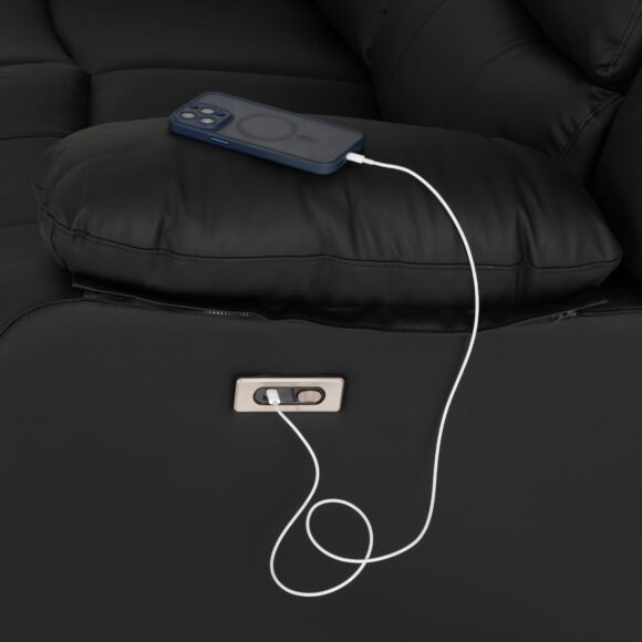 Seconique Roma 3+2 Electric Recliner Suite Black Faux Leather