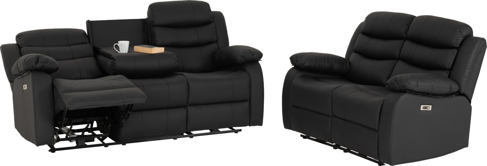 Seconique Roma 3+2 Electric Recliner Suite Black Faux Leather