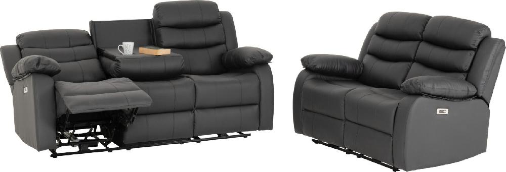 Seconique Roma 3+2 Electric Recliner Suite Grey Faux Leather