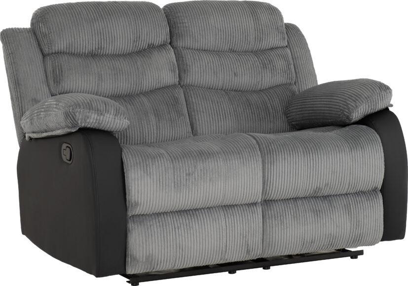 Seconique Roma 3+2 Recliner Suite Grey Cord Fabric/Black Faux Leather
