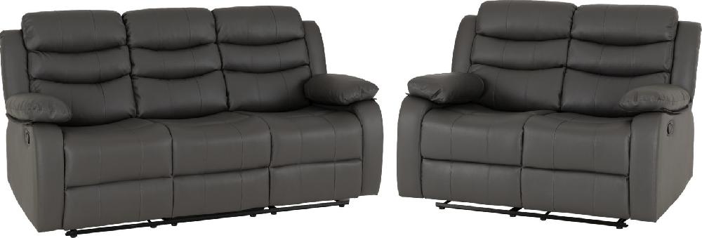 Seconique Roma 3+2 Recliner Suite Grey Faux Leather