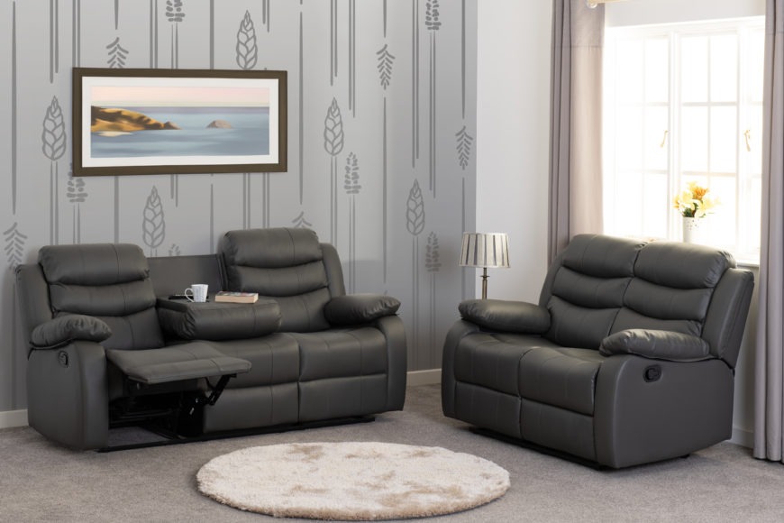 Seconique Roma 3+2 Recliner Suite Grey Faux Leather