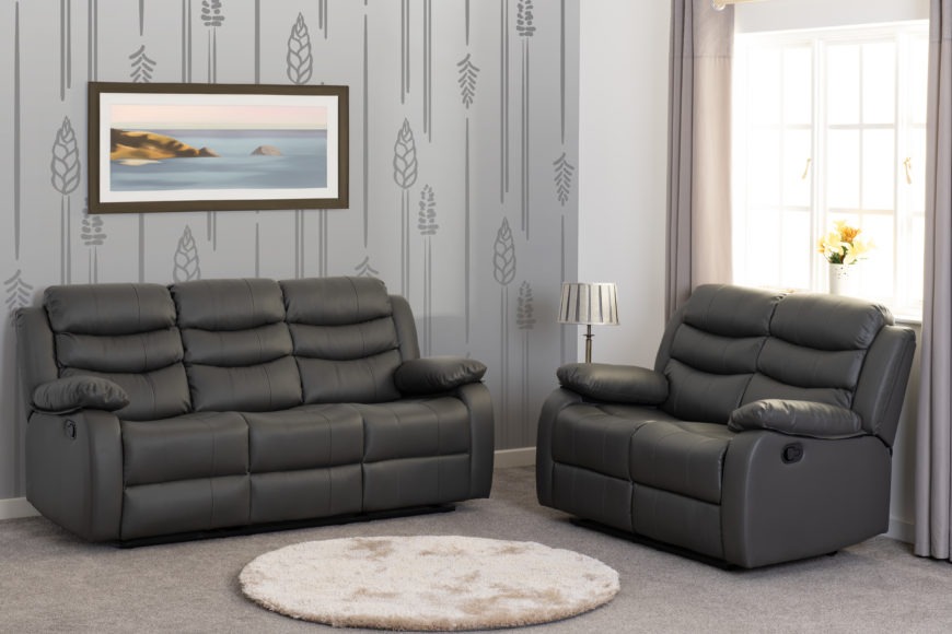 Seconique Roma 3+2 Recliner Suite Grey Faux Leather