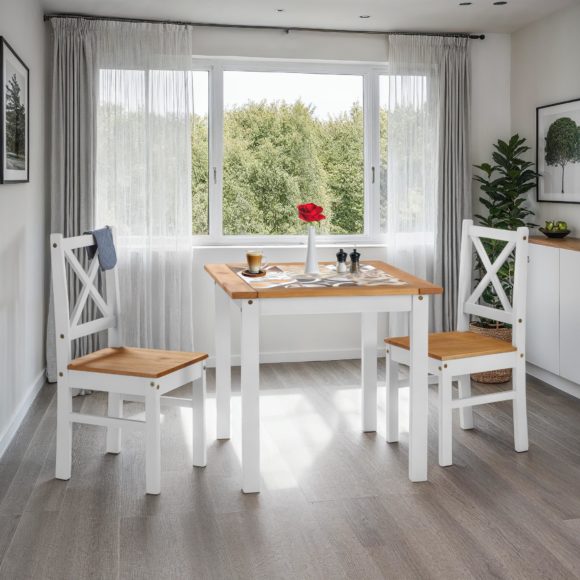 seconique Salvador 1+2 Tile Top Dining Set White/Distressed Waxed Pine