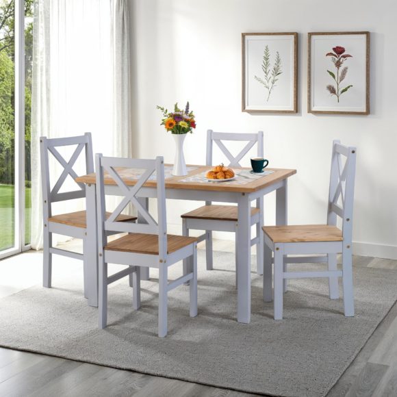 seconique Salvador 1+4 Tile Top Dining Set Grey Slate/Distressed Waxed Pine