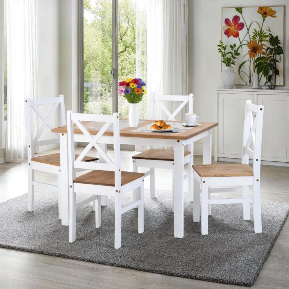 seconique Salvador 1+4 Tile Top Dining Set White/Distressed Waxed Pine