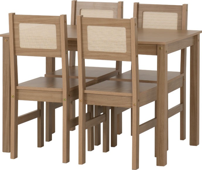 Seconique Santana 1+4 Dining Set Light Oak/Rattan Effect