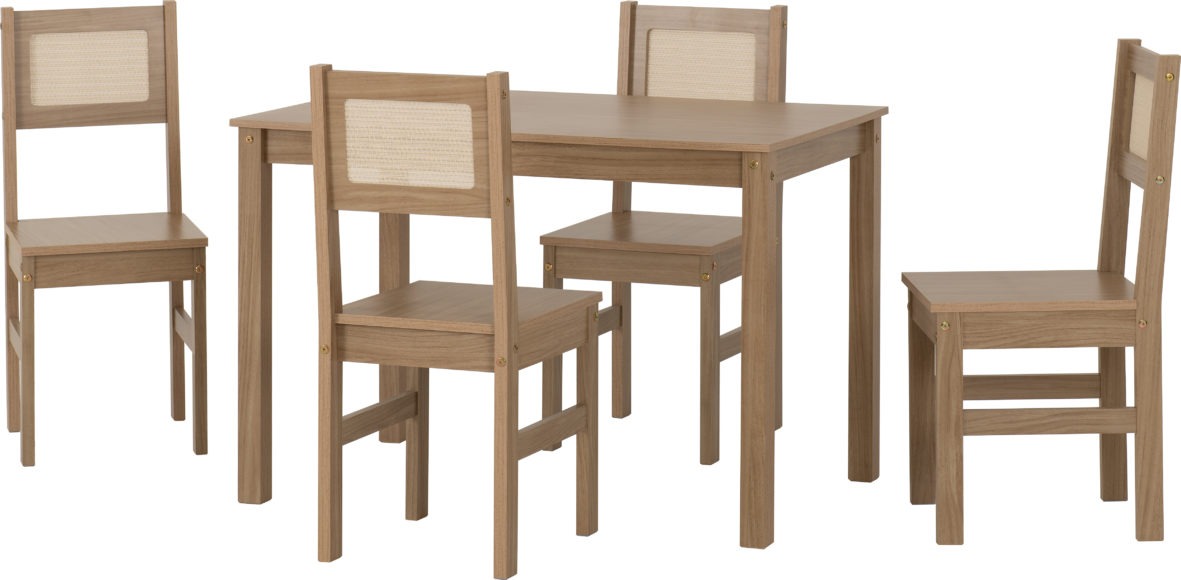 seconique Santana 1+4 Dining Set Light Oak/Rattan Effect