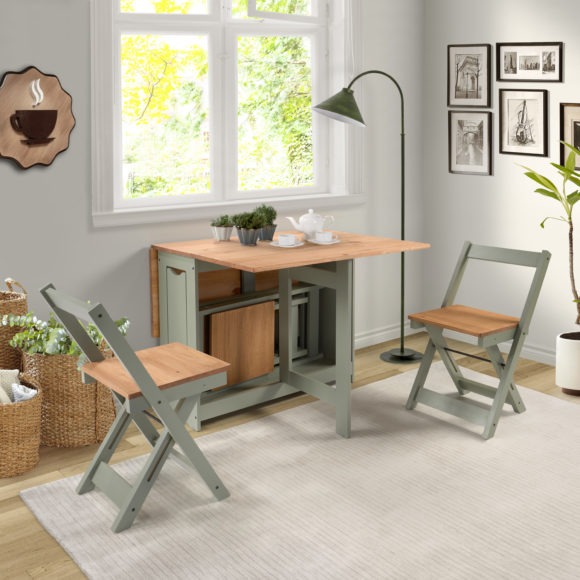 Seconique Santos Butterfly Dining Set Green/Distressed Waxed Pine
