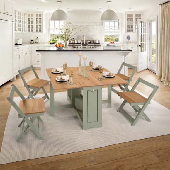 seconique Santos Butterfly Dining Set Green/Distressed Waxed Pine