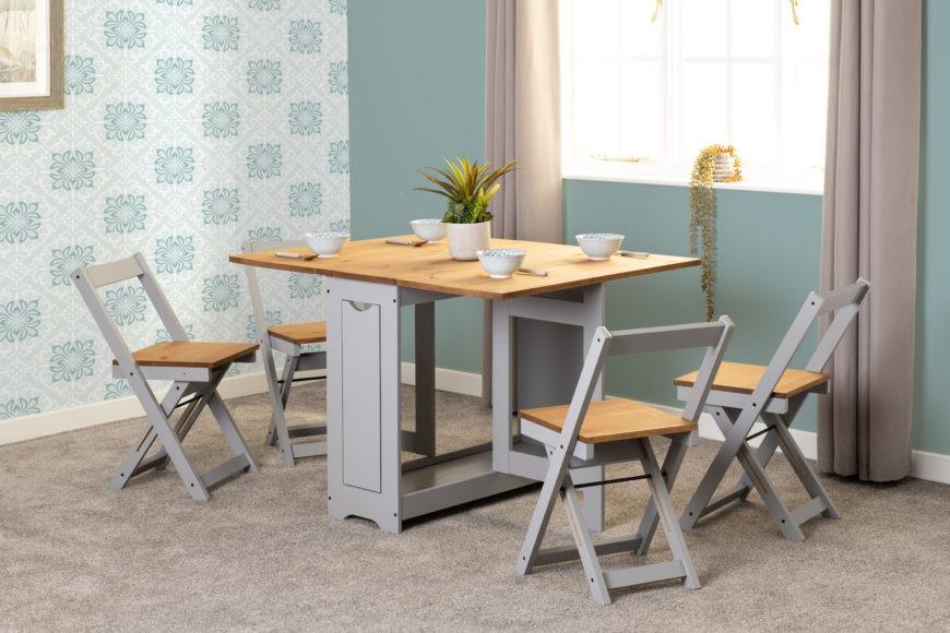 Seconique Santos Butterfly Dining Set Grey Slate/Distressed Waxed Pine