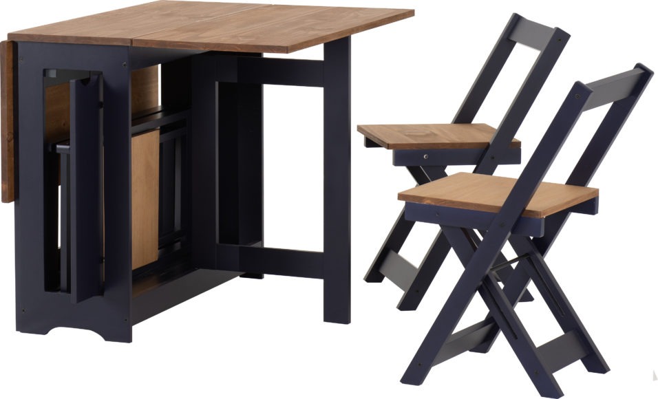 Seconique Santos Butterfly Dining Set Navy Blue/Distressed Waxed Pine