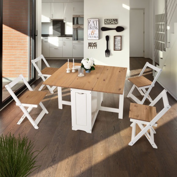 Seconique Santos Butterfly Dining Set White/Distressed Waxed Pine