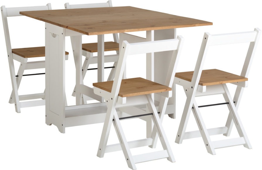 seconique Santos Butterfly Dining Set White/Distressed Waxed Pine
