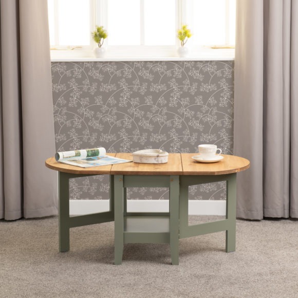 Seconique Santos Drop Leaf Coffee Table Green/Distressed Waxed Pine