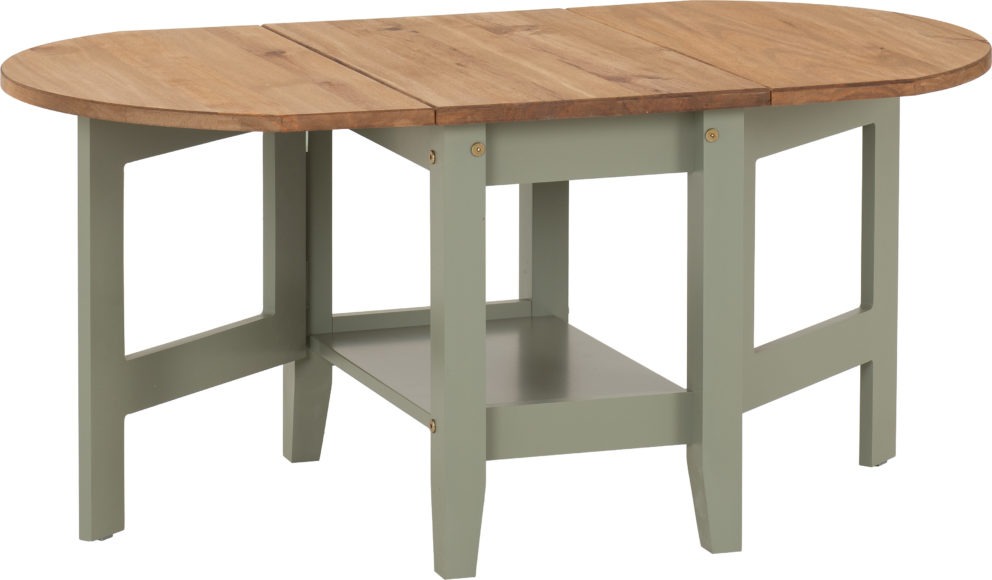 Seconique Santos Drop Leaf Coffee Table Green/Distressed Waxed Pine