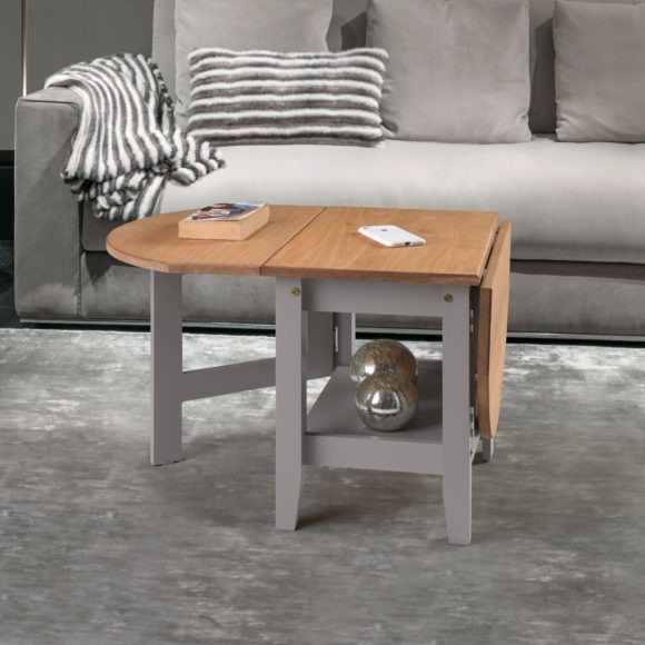 seconique Santos Drop Leaf Coffee Table Grey Slate/Distressed Waxed Pine