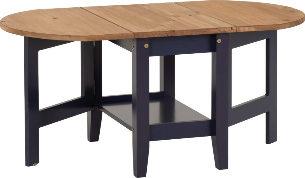 Seconique Santos Drop Leaf Coffee Table Navy Blue/Distressed Waxed Pine
