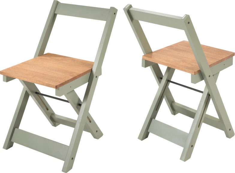 seconique Santos Folding Chair (Box of 2) Green/Distressed Waxed Pine