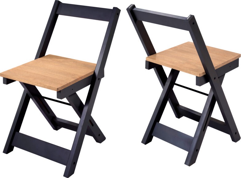 seconique Santos Folding Chair (Box of 2) Navy Blue/Distressed Waxed Pine