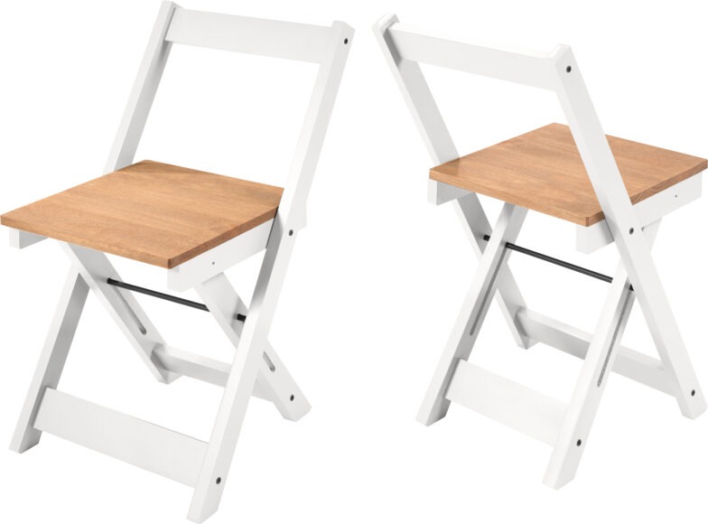 seconique Santos Folding Chair (Box of 2) White/Distressed Waxed Pine