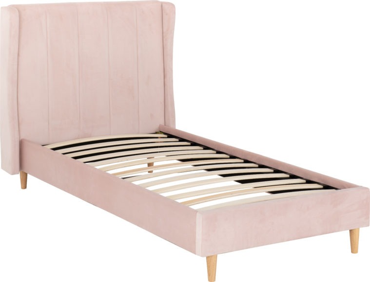 Seconique Amelia 3' Bed Pink Velvet Fabric