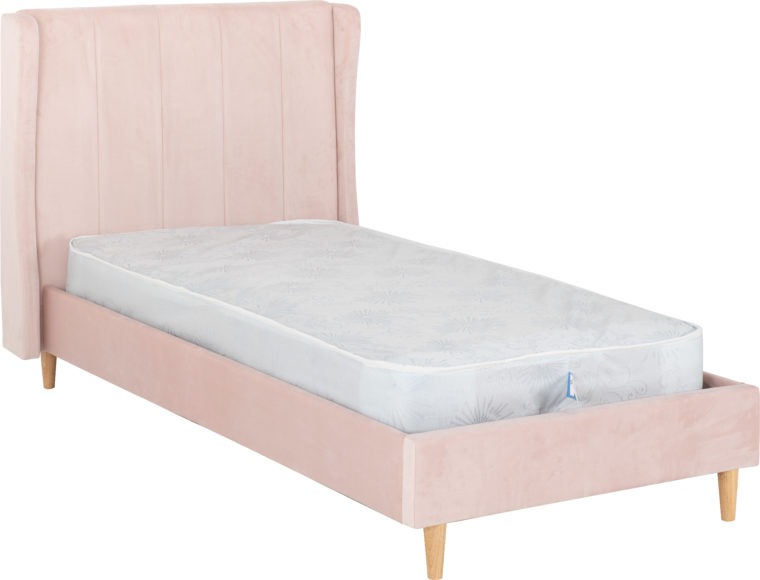 seconique Amelia 3' Bed Pink Velvet Fabric