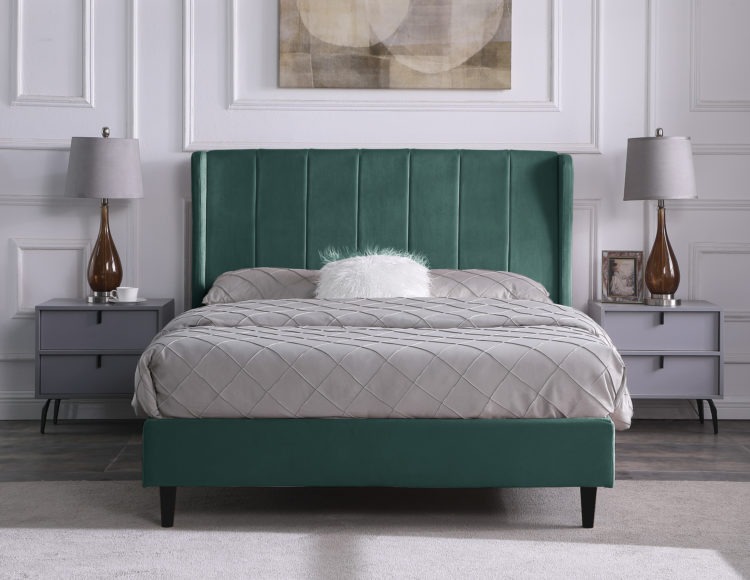 Seconique Amelia 5' Bed Green Velvet Fabric