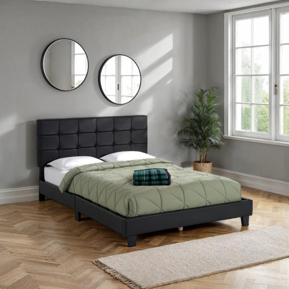 seconique Arran 4'6" Bed Black Faux Leather