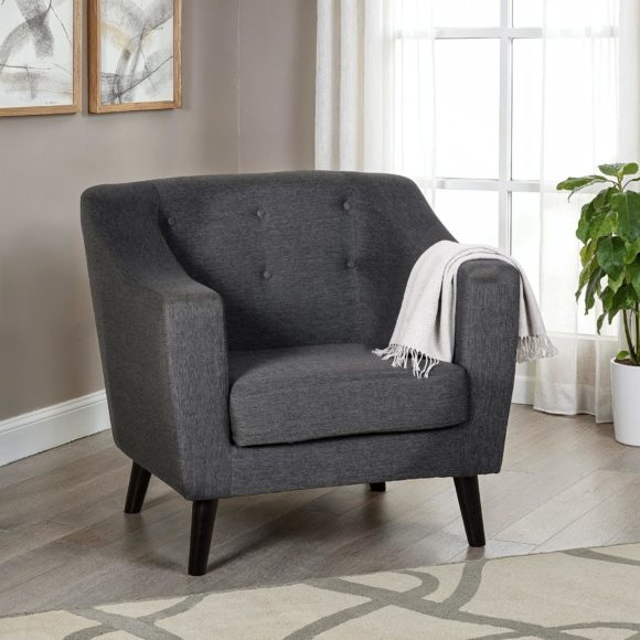 seconique Ashley 1 Seater Sofa Dark Grey Fabric