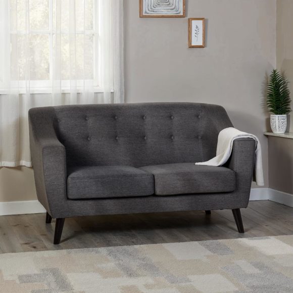 seconique Ashley 2 Seater Sofa Dark Grey Fabric