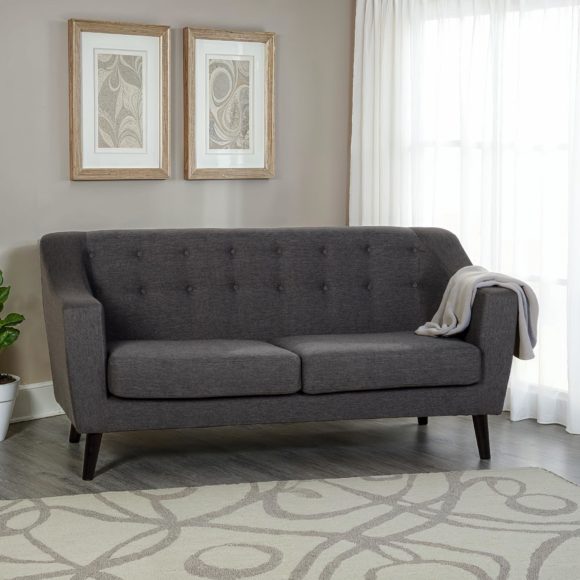 seconique Ashley 3 Seater Sofa Dark Grey Fabric