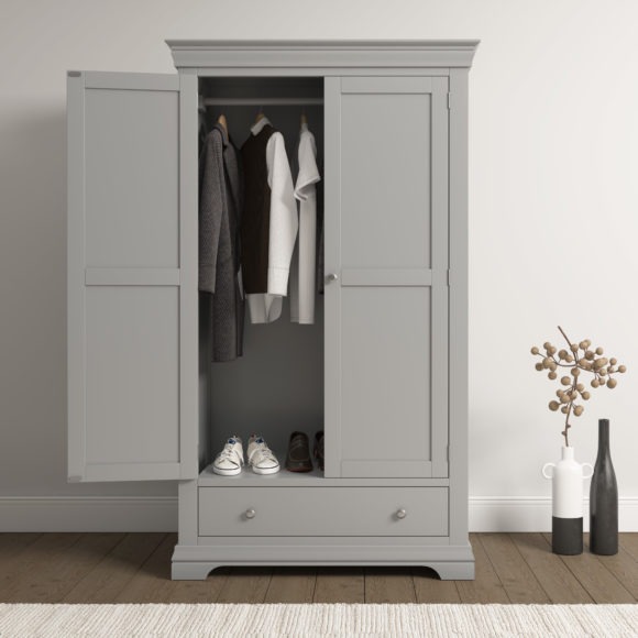 Seconique Bordeaux 2 Door Wardrobe Pebble Grey