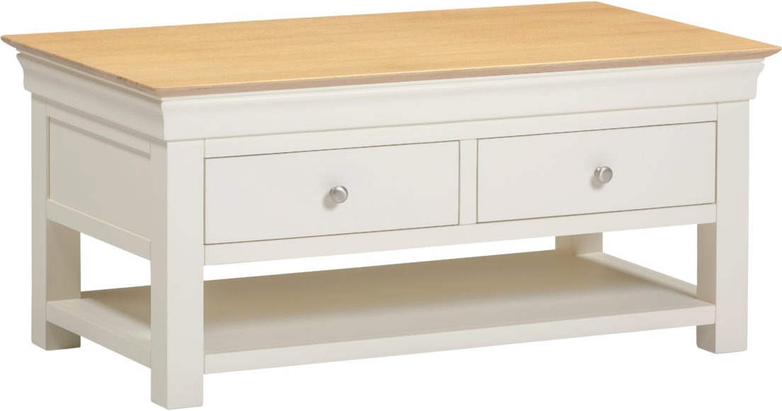 Seconique Bordeaux 2 Drawer Coffee Table Ivory/Oak