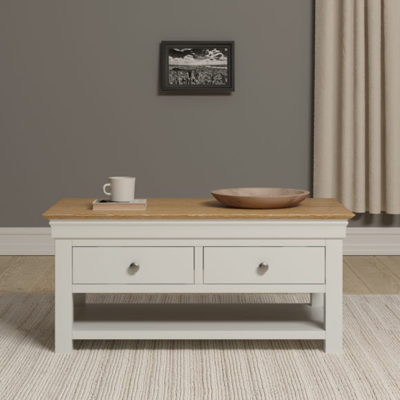 seconique Bordeaux 2 Drawer Coffee Table Ivory/Oak
