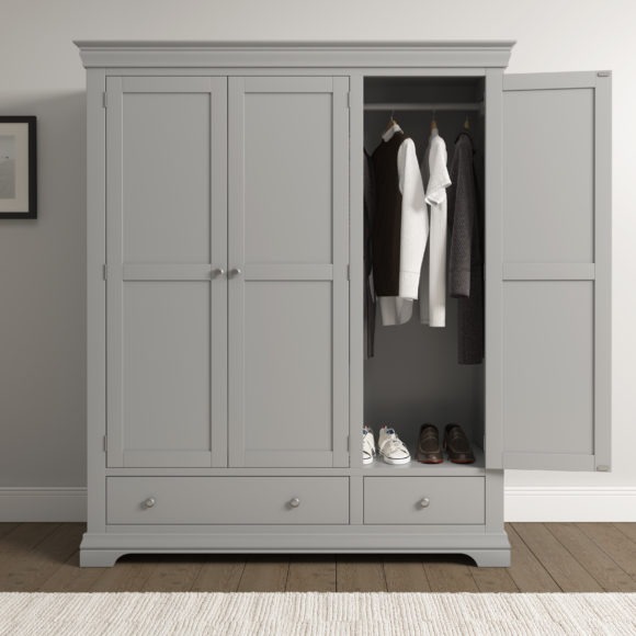Seconique Bordeaux 3 Door Wardrobe Pebble Grey