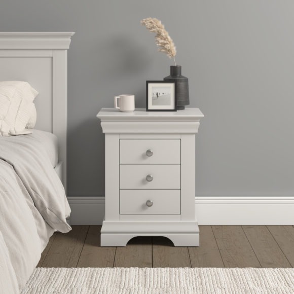 Seconique Bordeaux 3 Drawer Bedside Ivory