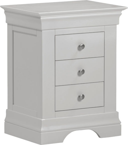 Seconique Bordeaux 3 Drawer Bedside Pebble Grey